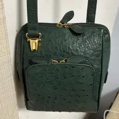 『RODANIA』グリーン オーストリッチ ショルダーバッグ