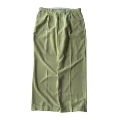 タック入り　ワイドパンツ 90s ビンテージスラックス 緑 スーツ トラウザー