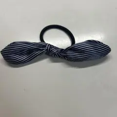ストライプリボン付きヘアゴム