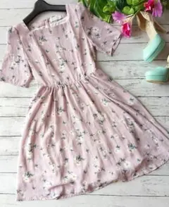 美品！dazzlin☆スクエアカット×花柄シフォンワンピース