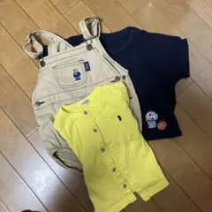 まとめ売りオーバーオール(polo)半袖Tシャツと長袖カーディガン(ミキハウス)