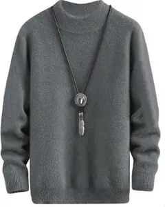 セーター メンズ 秋冬 厚手おしゃれ 無地 グレー L