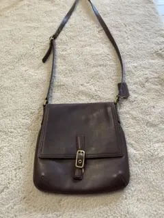 COACH ブラウンレザーショルダーバッグ