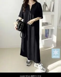 は*る様 GeeRA ワンピース　シボ　ブラック　Mサイズ　マタニティウェアにものサムネイル