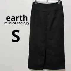 アースミュージックアンドエコロジー　ブラック タイトスカート 膝丈 スリット入りのサムネイル