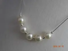 あこや真珠（約8-8.2㎜　5pcs　） SV925チェーン