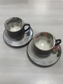 九谷焼 青良窯 ペアコーヒーカップ＆ソーサー