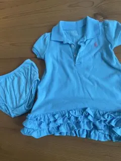Ralph Lauren 水色 フリル付きワンピース 12M