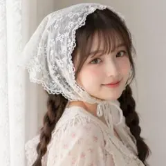 レース バブーシュカ スカーフ ヘッドスカーフ ボンネット 韓国 ヘッドドレス
