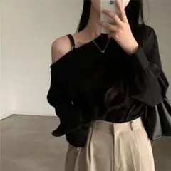 ☆新作☆ セクシー 肩だし 長袖 ショルダー ボトリング 日除け L 黒 シャツ
