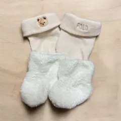 ベビー靴下 2足セット ホワイト クマ刺繍 POLO