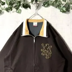 【人気色】トラックジャケット 茶 ブラウン 刺繍 裏地メッシュ リブ サイズＬ