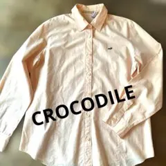 CROCODILE 長袖シャツ シャーベットオレンジ　コットン100% 無地　Lのサムネイル