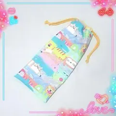 カラフル動物ピアニカホース袋巾着鍵盤ハーモニカ唄口袋なわとび入れ女の子男の子柄