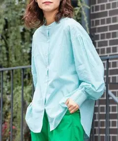 CIAOPANIC TYPY シアーストライプバンドカラーシャツ