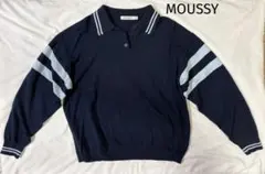 MOUSSY ラガーニットポロシャツ　ネイビー