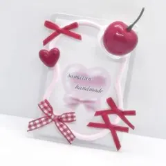 硬質ケース トレカケースホイップデコB8うねうねスイーツピンクさくらんぼ赤リボン