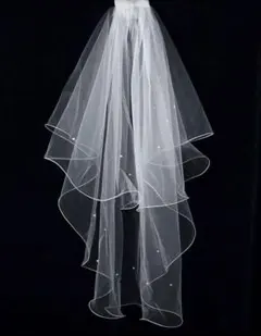 shein 二段式 ウェディングベール パール付き