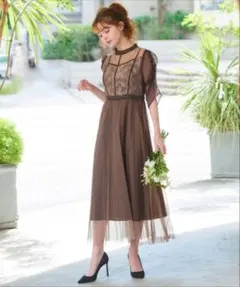 美品✨️GIRL スタンドネック パフショルダープリーツスカートワンピースドレス