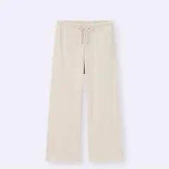 【新品未使用】GU リブプルオンパンツ　丈短め65.0㎝　ナチュラル　S