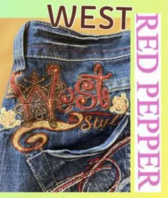 RED PEPPER WEST 刺繍　 韓国ダメージデニム　　26