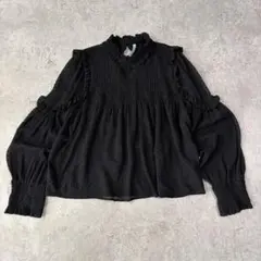 ZARA Trafaluc collection フリルドットブラウス 黒 L