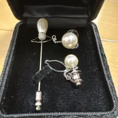 Jewelry Ruya パール ネクタイピン イヤリング セット