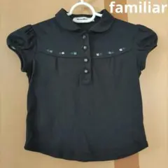 familiar　濃紺半袖カットソー(小さめの110㌢)花刺繍　可愛い　女の子