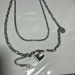 ピクセルアート風ハート ネックレス