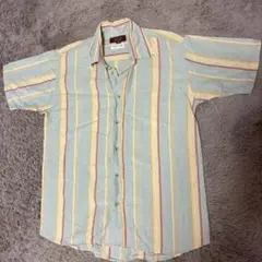 90s MITSUMINE 半袖シャツ イタリア製生地 ストライプ LARGEのサムネイル