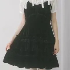 merryjenny コルセットベロアミニワンピース ブラック