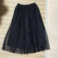 タイムセール☆リブインコンフォート　ドットチュールスカート