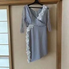 新品未使用 Lサイズグレーレース袖 ラップドレス