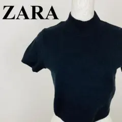 ZARA モックネック 半袖ニット 黒 L 1362-Bのサムネイル
