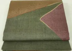 相良刺繍　総刺繍　太鼓大柄　袋帯　正絹紬地　抽象文様　逸品