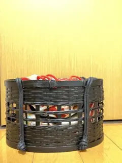黒い籐製和装用バッグ　浴衣(カゴバック)