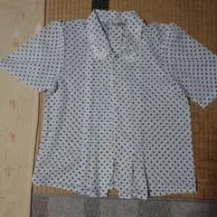 ヴィンテージ　レトロ 水玉ブラウス 刺繍襟 古着