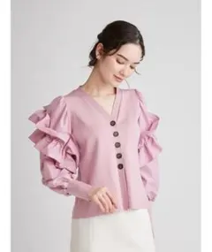 CELFORD フリルデザイン 長袖カーディガン