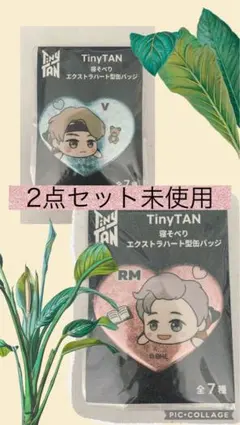 BTS TinyTAN RM V ハート缶バッジ