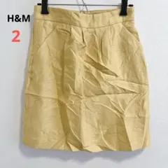 H&M【2】黄色 イエロー タイトスカート 春カラー 淡い レトロ レア色のサムネイル
