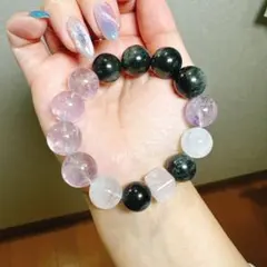 夜華】大玉15mm ボリビア産アメジスト＆ホークスアイ ローズクォーツ 