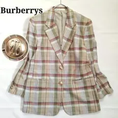 【バーバリー】チェック柄テーラードジャケット金ボタン リネン混Burberrysのサムネイル