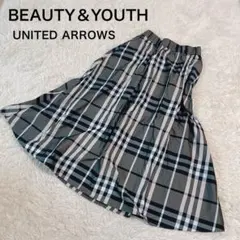 ビューティー＆ユース　フレアスカート　チェックロングスカート