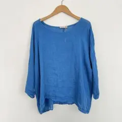 ルシェールタンドゥース】新品✨️麻リネンワンピース ネイビー×ブルー
