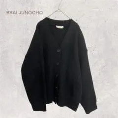 厚手ニットカーディガン　セーター　ユニセックス　　黒　シンプル　カジュアル