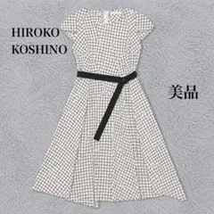 【HIROKO KOSHINO】美品 ワンピース ホワイト 総柄 38のサムネイル