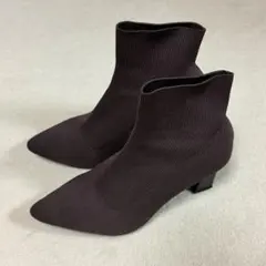 ニット ショートブーツ Andemiu M 23〜23.5cm ブラウン 茶色