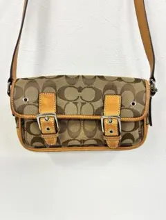 コーチ ショルダーバッグ 斜め掛け シグネチャー キャンバス レザー