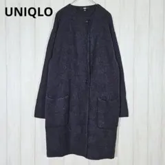 UNIQLO ユニクロ 毛混 ツイードニットコート Sサイズ 濃紺 ネイビー