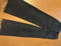 ZARA ダークグレー ストレートデニム フリンジ裾